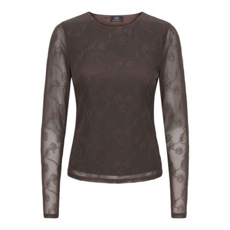 JDYLEMON L/S EMB O-NECK TOP JR 237375001 Coffe