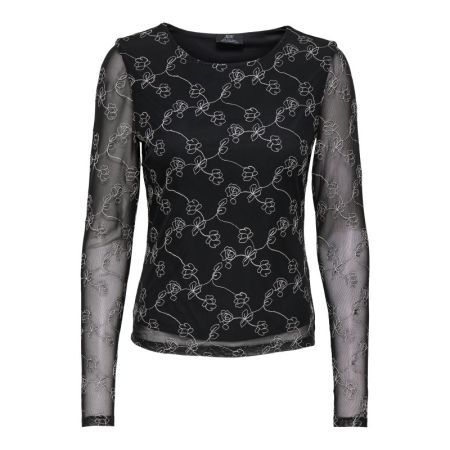 JDYLEMON L/S EMB O-NECK TOP JR 177911002 Black