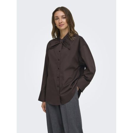 JDYVITA L/S BOW DETAIL SHIRT W 238815 Chocolat