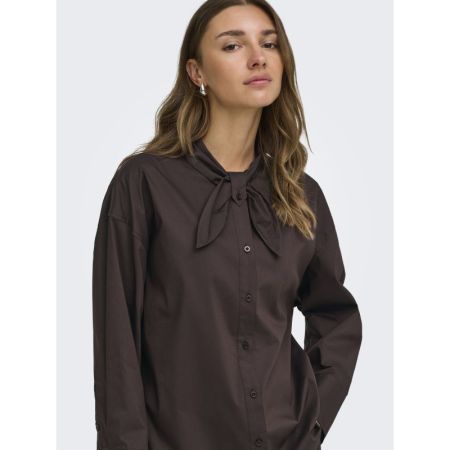 JDYVITA L/S BOW DETAIL SHIRT W 238815 Chocolat