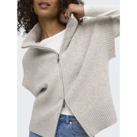 JDYLEA S/L HN 2WAY ZIP VEST KN 308507 Natural