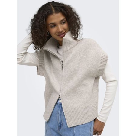 JDYLEA S/L HN 2WAY ZIP VEST KN 308507 Natural