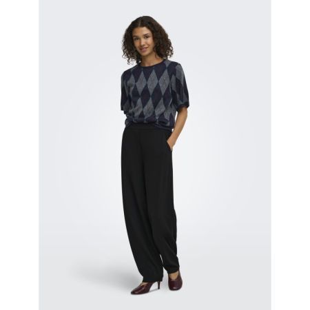 JDYMAGGY S/S ARGYLE  PULLOVER Black Iris/ smoked pearl