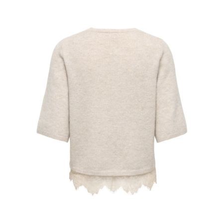 ONLALIVIA SS O-NECK LACE MIX K 180069001 Beige