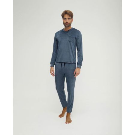 PIJAMA CUELLO PICO 43 AZUL