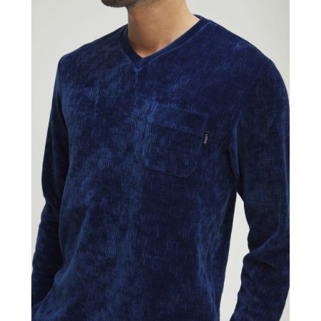 PIJAMA TERCIOPELO CUARDRITOS 43 AZUL