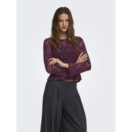 ONLNOLA L/S LACE VELVET TOP JR 188839 Winetast