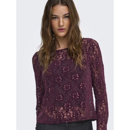 ONLNOLA L/S LACE VELVET TOP JR 188839 Winetast