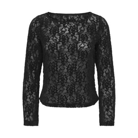 ONLNOLA L/S LACE VELVET TOP JR 177911 Black